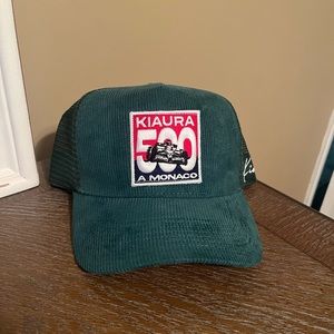 KIAURA green vintage corduroy racing team trucker hat